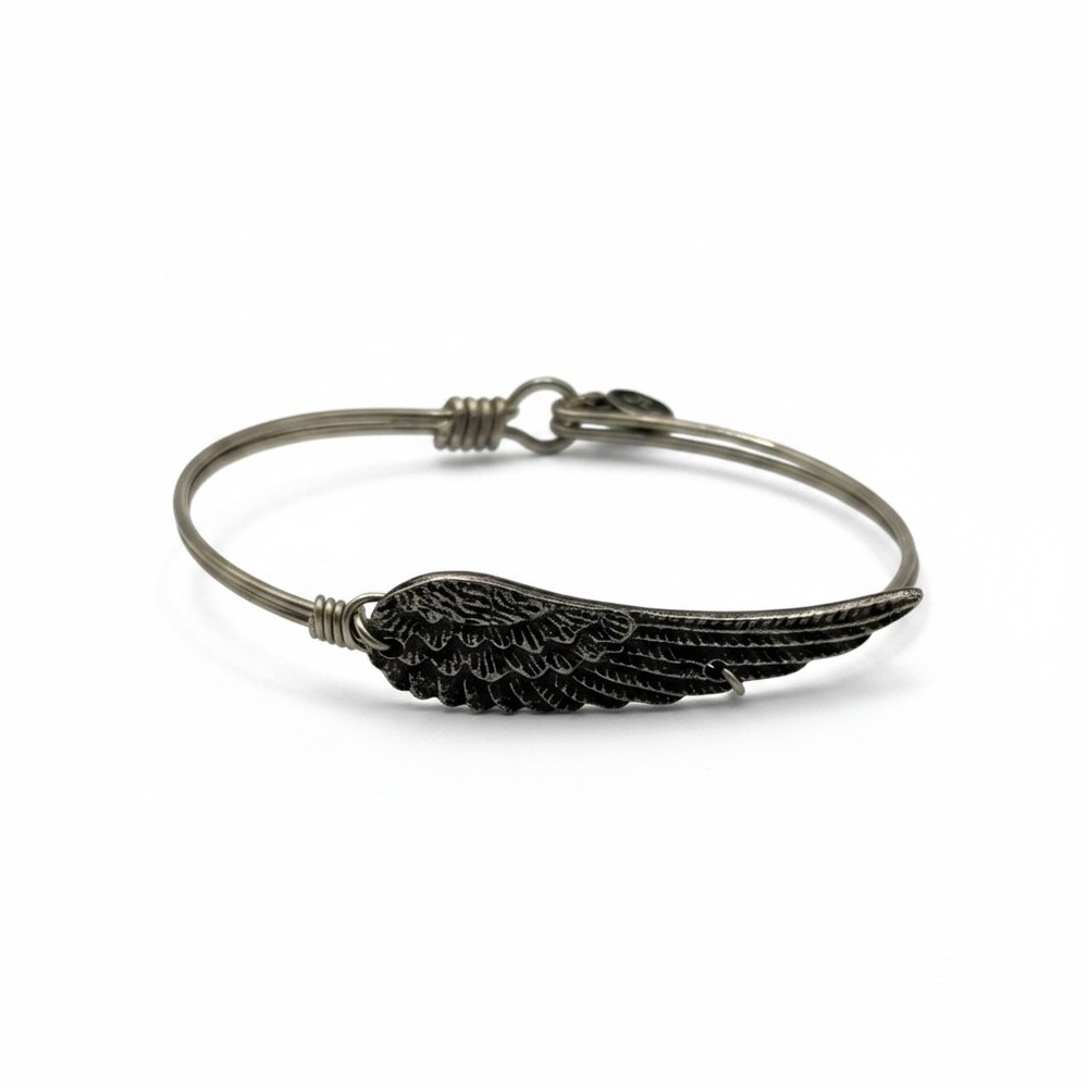Luca + Danni Angel Wing Bangle Bracelet  Silver Tone Guardian Bangle L+S USA
